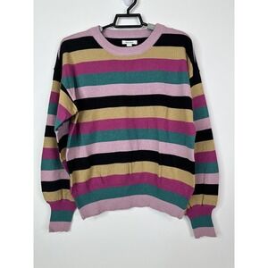 Nine West Sweater Womens Large Multicolor Striped Metallic Long Sleeve‎ Top